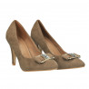 Pantofi eleganti, gri, decorati catarama cu strasuri