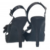 Sandale satin, negre, cu toc inalt