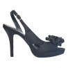 Sandale satin, negre, cu toc inalt