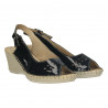 Sandale dama, piele lacuita, talpa wenge