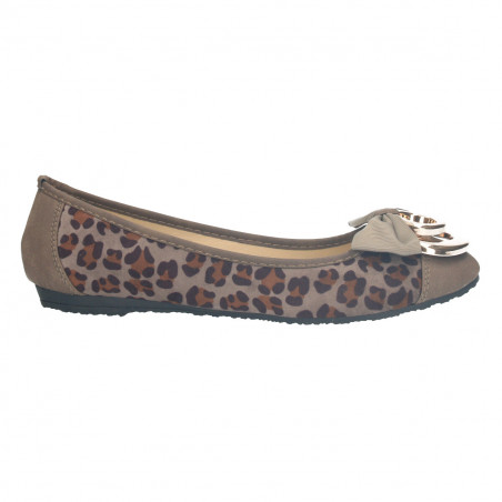 Pantofi dama balerini, cu ornament metalic auriu