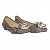 Pantofi dama balerini, cu ornament metalic auriu