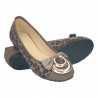 Pantofi dama balerini, cu ornament metalic auriu