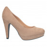 Pantofi femei fashion, imitatie de velur, maro deschis