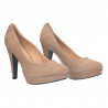 Pantofi femei fashion, imitatie de velur, maro deschis