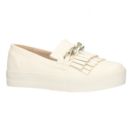 Sneakers alb cu ornament metalic auriu