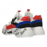Pantofi trendy, albi, insertii colorate