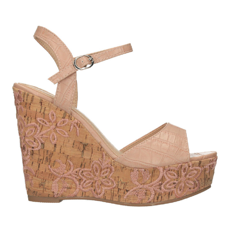 Sandale roz, platforma inalta, florala Sandale roz, platforma inalta, florala