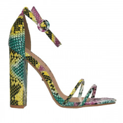 Sandale trendy, toc masiv, imprimeu snake