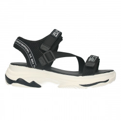 Sandale femei, sport, negre, talpa alba