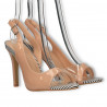 Sandale transparente bej, toc inalt