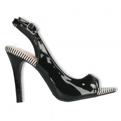 Sandale elegante, negre, transparent