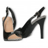 Sandale elegante, negre, transparent