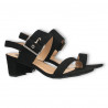 Sandale negre, toc mediu, velur eco