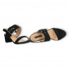 Sandale negre, toc mediu, velur eco