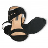 Sandale negre, toc mediu, velur eco