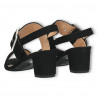 Sandale negre, toc mediu, velur eco
