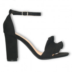 Sandale negre, toc inalt, volanase