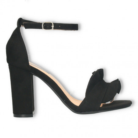 Sandale negre, toc inalt, volanase