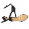 Sandale negre simple, cu decor flori