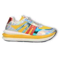 Sneakers femei, talpa inalta, insertii metalizate
