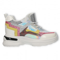 Sneakers talpa inalta, cu gliter si paiete
