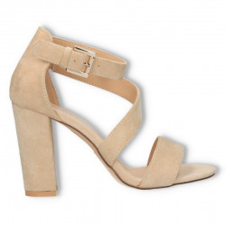 Sandale bej, dama, velur eco