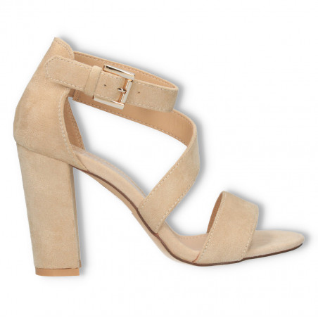 Sandale bej, dama, velur eco