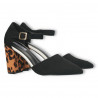 Pantofi de vara, animal print, toc mediu