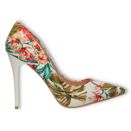 Pantofi stiletto, material floral