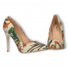 Pantofi florali, stiletto, bej floral