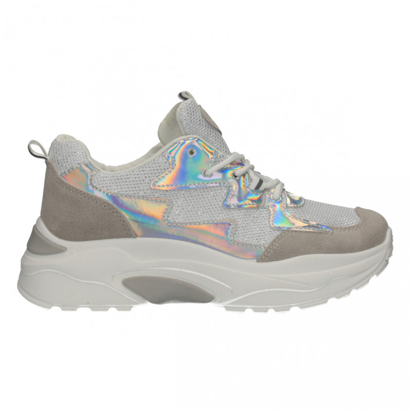 Sneakers dama, alb cu argintiu Sneakers dama, alb cu argintiu