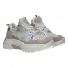 Sneakers dama, alb cu argintiu