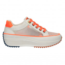 Sneakers talpa groasa, alb cu oranj