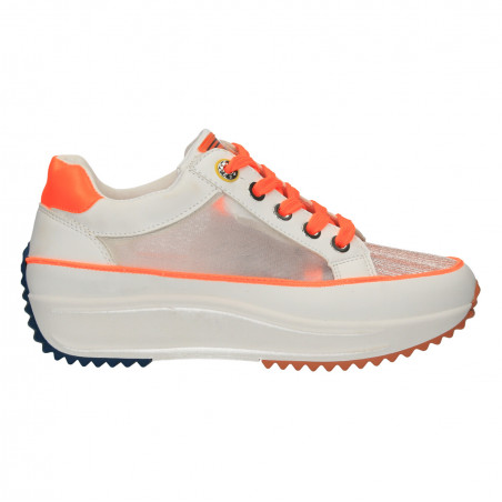 Sneakers talpa groasa, alb cu oranj