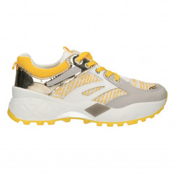 Sneakers dama, alb cu galben, stil urban