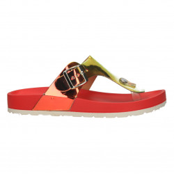 Saboti dama, flip flops, rosu cu auriu