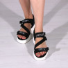 Sandale femei, sport, negre, talpa alba