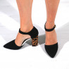 Pantofi de vara, animal print, toc mediu