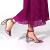 Pantofi de vara, imprimeu piele de sarpe, fuxia