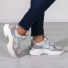Sneakers dama, alb cu argintiu
