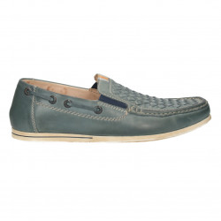 Mocasini barbatesti, piele, decor impletit