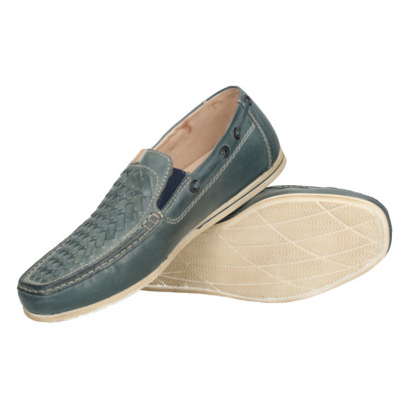 Mocasini barbatesti, piele, decor impletit
