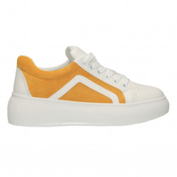 Sneakers galbeni, catifea, talpa inalta
