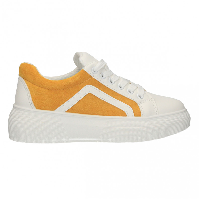 Sneakers galbeni, catifea, talpa inalta Sneakers galbeni, catifea, talpa inalta