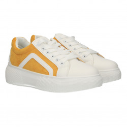 Sneakers galbeni, catifea, talpa inalta