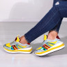 Sneakers femei, talpa inalta, insertii metalizate