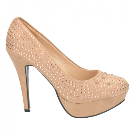 Pantofi eleganti, cu strasuri, pentru femei, maro