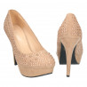 Pantofi eleganti, cu strasuri, pentru femei, maro