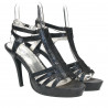 Sandale negre, platforma mica, toc inalt